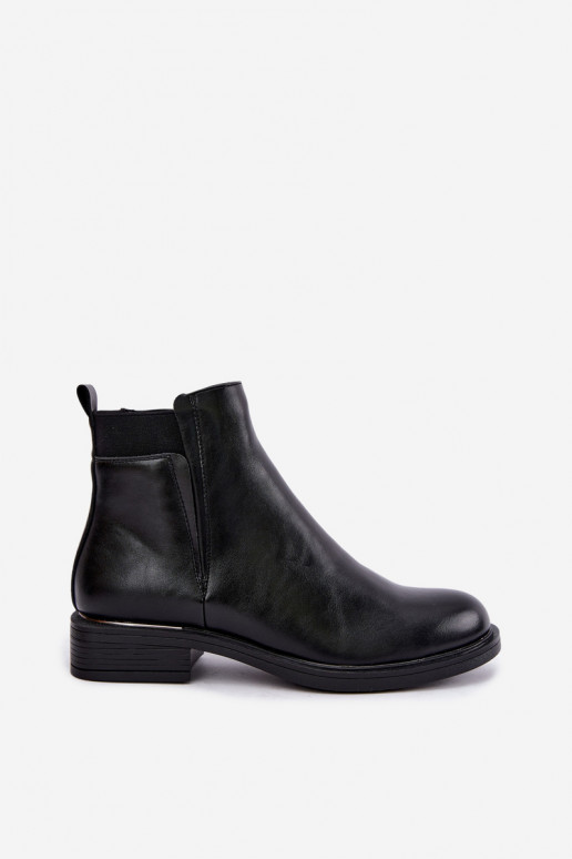 gefütterte Damen-Stiefeletten mit breiten Absätzen Vinceza 58690 in schwarz