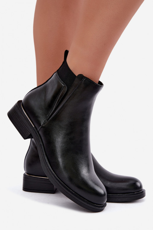 gefütterte Damen-Stiefeletten mit breiten Absätzen Vinceza 58690 in schwarz
