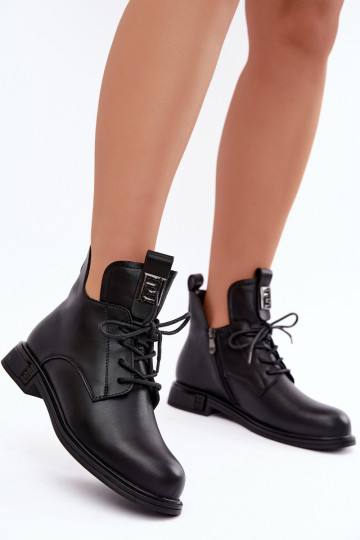gefütterte Stiefeletten mit breiten Absätzen und Ornamenten D&A MK62-7034 in schwarz