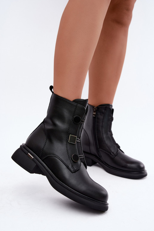 gefütterte Stiefeletten mit geometrischen Details D&A MK62-7030 in schwarz