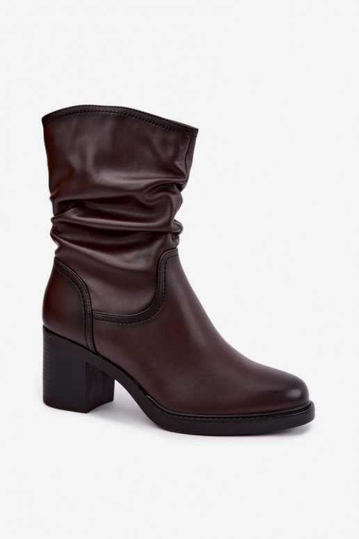 gefütterte Stiefeletten mit Rüschen und Absätzen Sergio Leone BT-60 in schokoladenbraun
