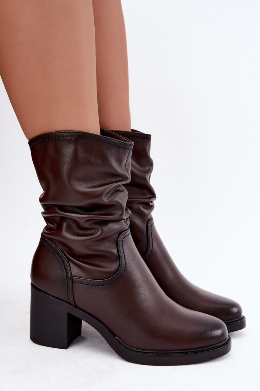 gefütterte Stiefeletten mit Rüschen und Absätzen Sergio Leone BT-60 in schokoladenbraun