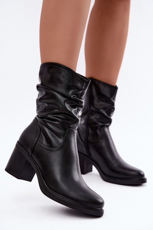 gefütterte Stiefeletten mit Rüschen und Absätzen Sergio Leone BT-60 in schwarz