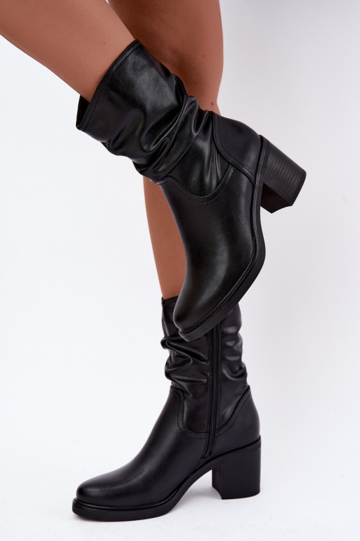 gefütterte Stiefeletten mit Rüschen und Absätzen Sergio Leone BT-60 in schwarz