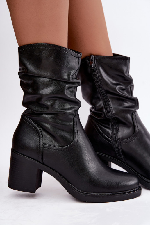 gefütterte Stiefeletten mit Rüschen und Absätzen Sergio Leone BT-60 in schwarz