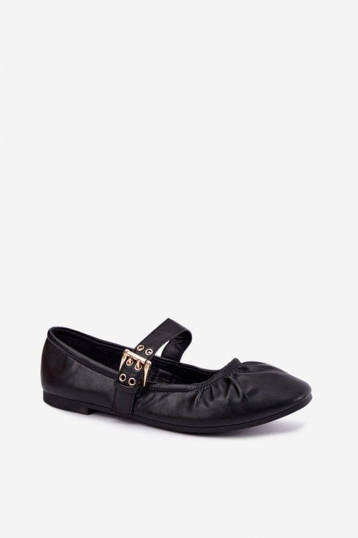 Balletschuhe mit Rüschen und Riemen in Schwarz Irelissa