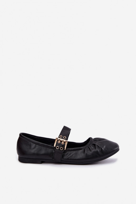 Balletschuhe mit Rüschen und Riemen in Schwarz Irelissa