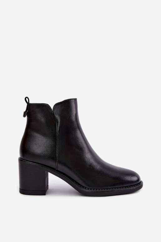 Wärmende Stiefeletten mit Absätzen in schwarzer Farbe Vinceza 58650