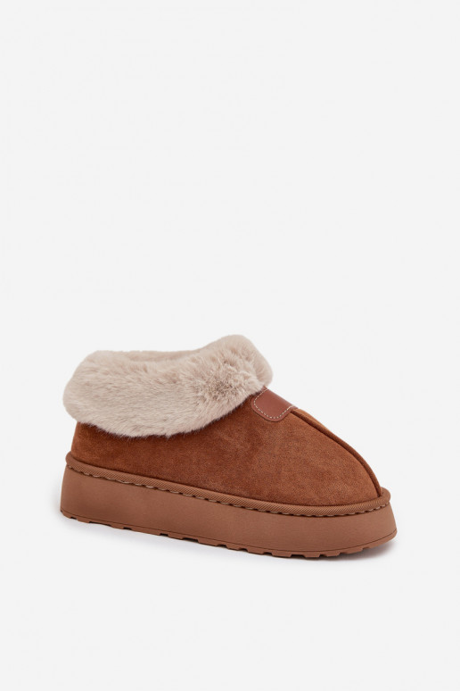 Damen Schneestiefel mit Plattform und Fell in brauner Farbe Calyra