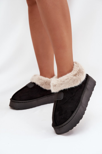 Damen Schneestiefel mit Plattform und Fell in schwarzer Farbe Calyra 2