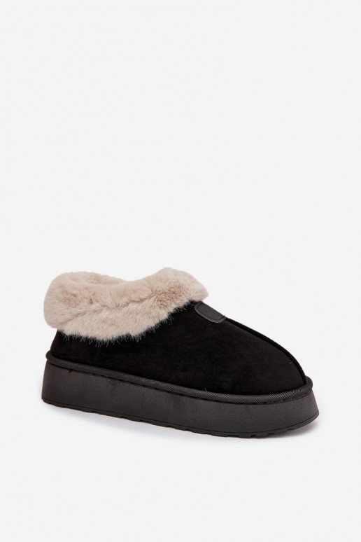 Damen Schneestiefel mit Plattform und Fell in schwarzer Farbe Calyra
