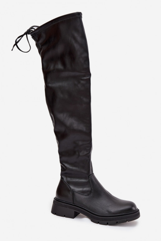 Damen Stiefel über dem Knie mit stilvollen Details in schwarzer Farbe Rylissa