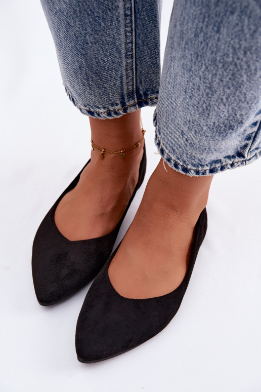 Schwarze Ballerinas aus Kunstveloursleder Lelisa