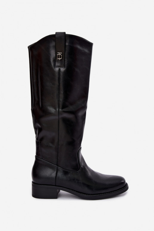 Warme schwarze kniehohe Stiefel Ilorelia