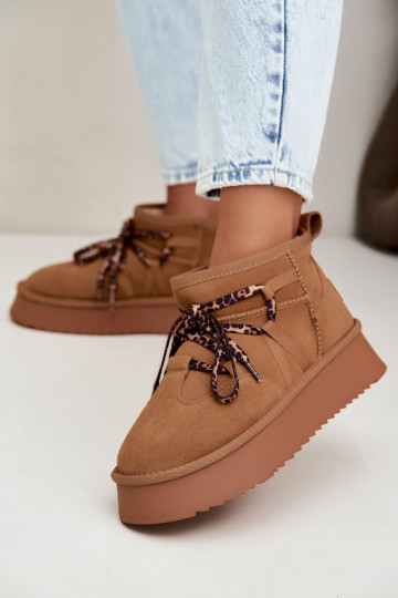 Braune Kunstveloursleder-Schneestiefel mit Plattform und stilvollen Details GOE UU2N4920 2
