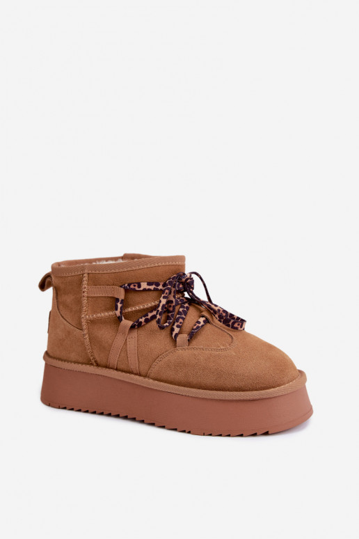 Braune Kunstveloursleder-Schneestiefel mit Plattform und stilvollen Details GOE UU2N4920