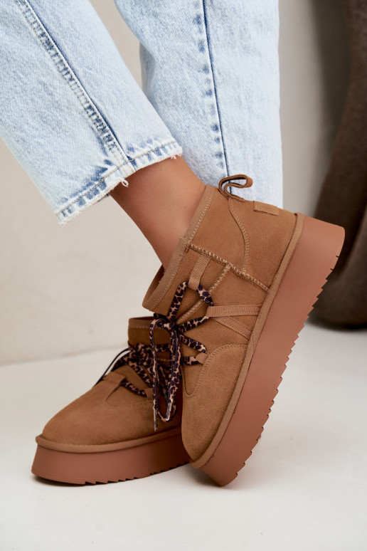 Braune Kunstveloursleder-Schneestiefel mit Plattform und stilvollen Details GOE UU2N4920
