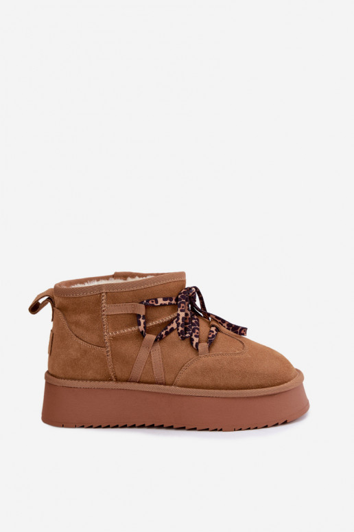Braune Kunstveloursleder-Schneestiefel mit Plattform und stilvollen Details GOE UU2N4920