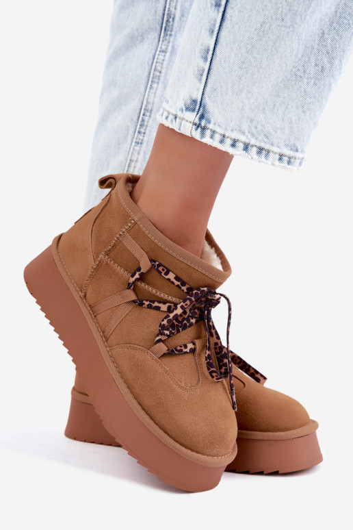 Braune Kunstveloursleder-Schneestiefel mit Plattform und stilvollen Details GOE UU2N4920