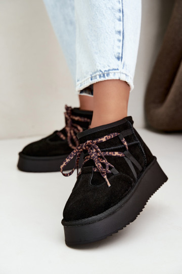 Schwarze Kunstveloursleder-Schneestiefel mit Plattform und stilvollen Details GOE UU2N4919 2