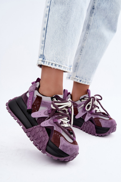Lila Kunstveloursleder-Sneaker mit Plattform GOE UU2N4016