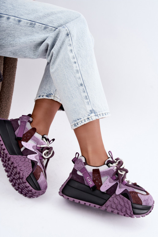 Lila Kunstveloursleder-Sneaker mit Plattform GOE UU2N4016