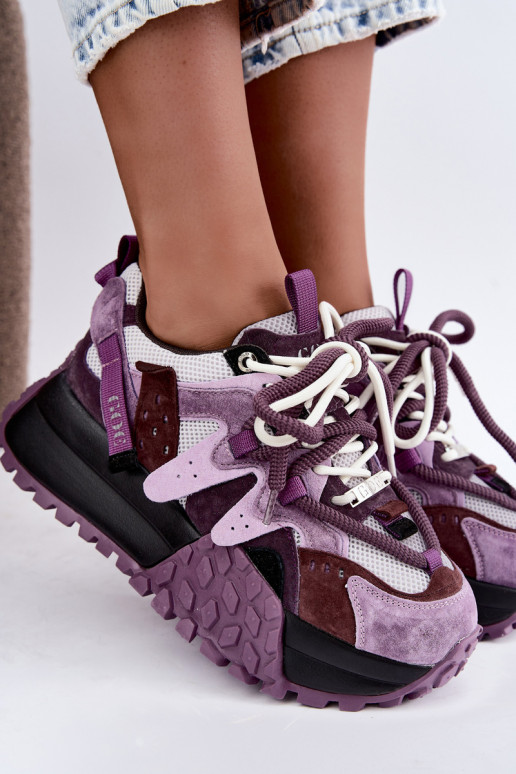 Lila Kunstveloursleder-Sneaker mit Plattform GOE UU2N4016