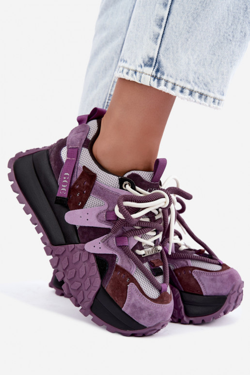 Lila Kunstveloursleder-Sneaker mit Plattform GOE UU2N4016