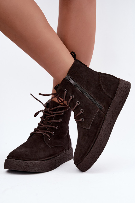 Isolierte Kunstveloursleder-Stiefeletten Sergio Leone BT-30 CzekoladoĮe