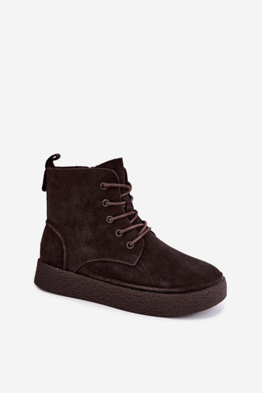 Isolierte Kunstveloursleder-Stiefeletten Sergio Leone BT-30 CzekoladoĮe