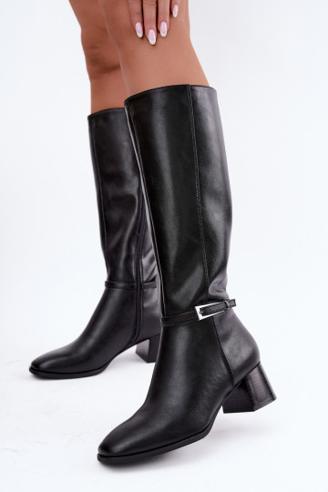 Haut sich Zuarm laufen Stiefel mit Absätzen mit Schnallen Sergio Leone KZ-31 schZuarze Farbe