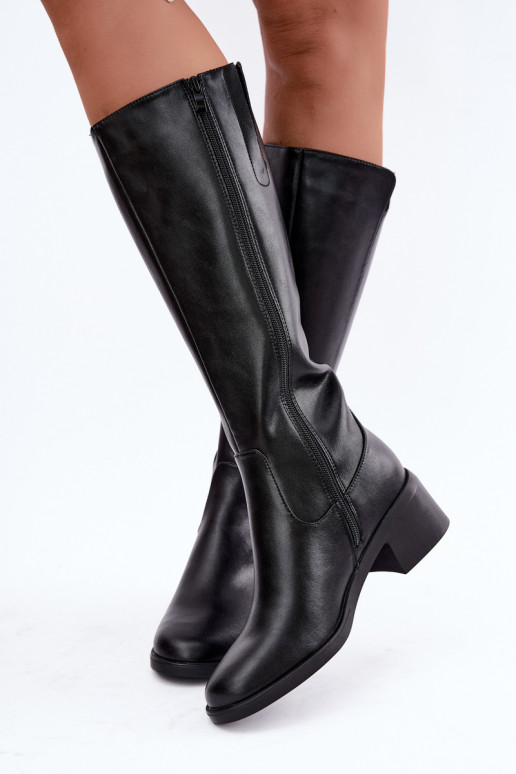 Isolierte schwarze Leder-Kniehohe Stiefel Klocke Sergio Leone KZ-17