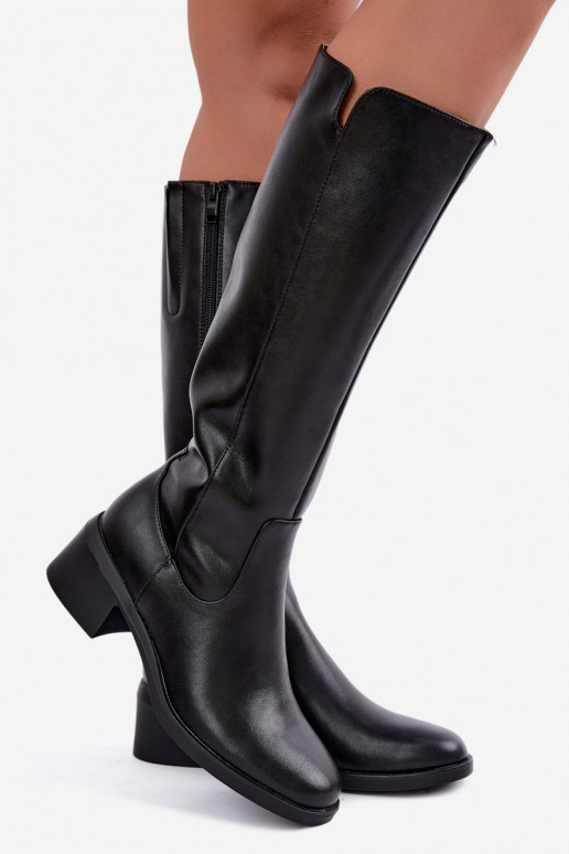 Isolierte schwarze Leder-Kniehohe Stiefel Klocke Sergio Leone KZ-17