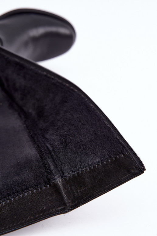 Isolierte schwarze Leder-Kniehohe Stiefel Klocke Sergio Leone KZ-17