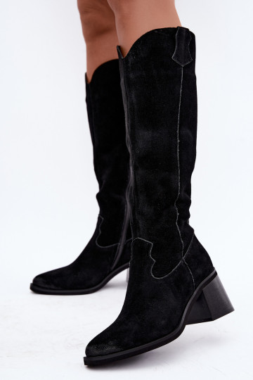 Haut aus INildleder Stiefel CoZuboy-Stil mit Absätzen Vinceza 133103 schZuarze Farbe 2