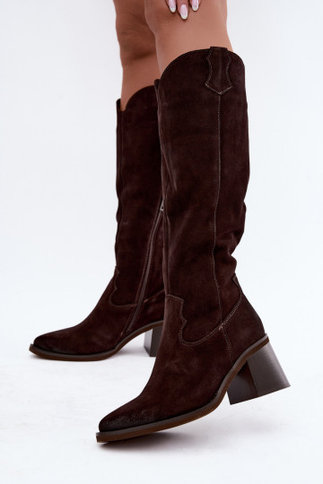 Haut aus INildleder Stiefel CoZuboy-Stil mit Absätzen Vinceza 133103 CzekoladoZue 2