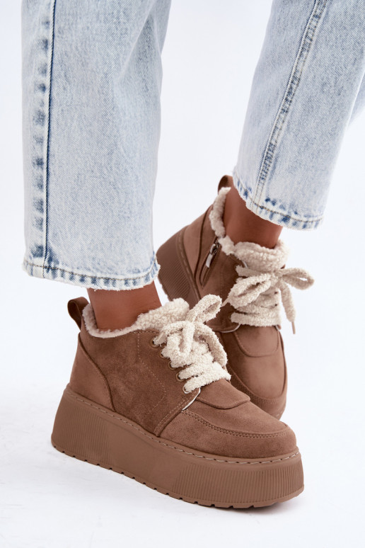 Damen Schneestiefel mit Plattform und Fell Luma sand