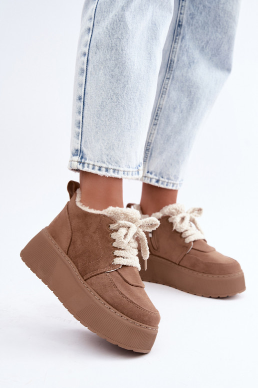 Damen Schneestiefel mit Plattform und Fell Luma sand