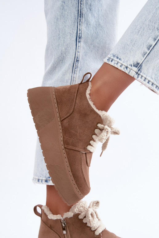 Damen Schneestiefel mit Plattform und Fell Luma sand