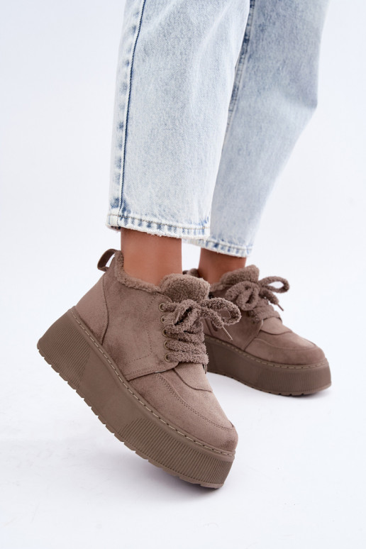 Damen Schneestiefel mit Plattform und Fell Luma ton