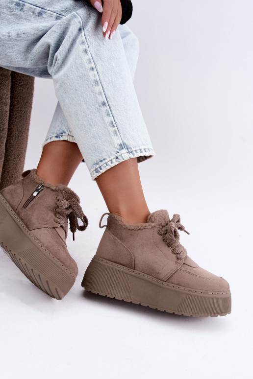 Damen Schneestiefel mit Plattform und Fell Luma ton