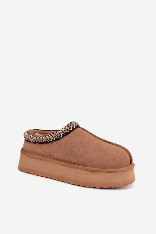 Kunstveloursleder Schneestiefel mit dekorativem Streifen Vinceza 97972 braun
