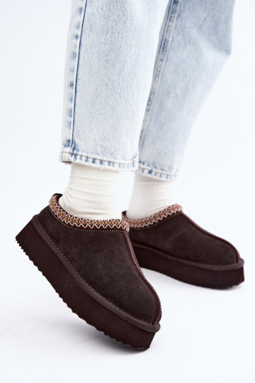 Kunstveloursleder Schneestiefel mit dekorativem Streifen Vinceza 97972 schokoladenbraun 2