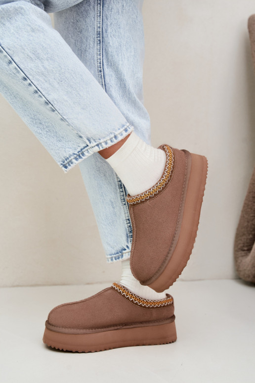 Kunstveloursleder Schneestiefel mit dekorativem Streifen Vinceza 97972 sand