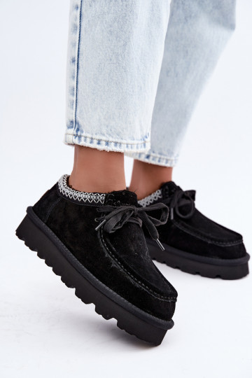 Kunstveloursleder Schneestiefel mit gestickten Elementen D7868-01 schwarz 2