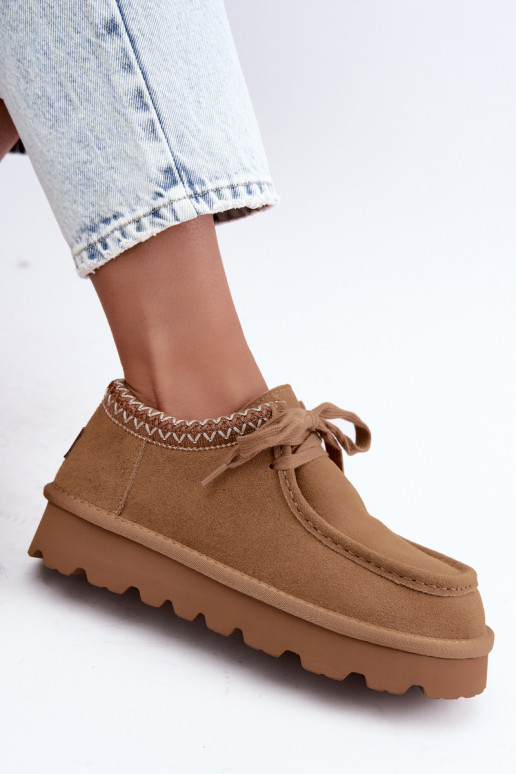 Kunstveloursleder Schneestiefel mit gestickten Elementen D7868-29 braun