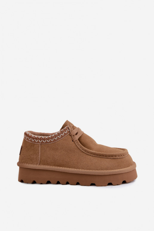 Kunstveloursleder Schneestiefel mit gestickten Elementen D7868-29 braun