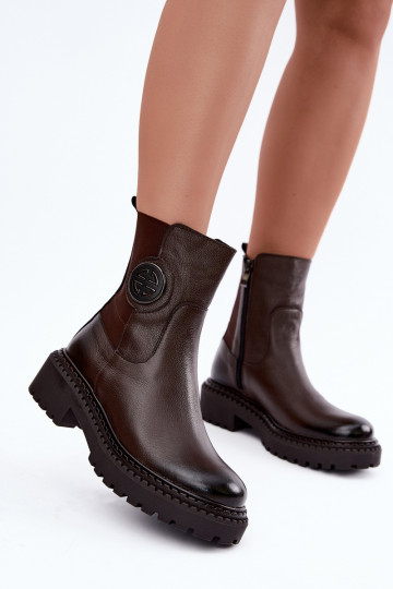 Haut Stiefel Mit Dekorationen Detalem sich Zuarm laufen Zazoo 60578 CzekoladoZue 2