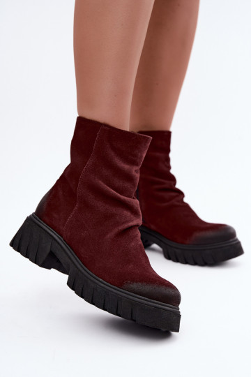 Haut INildlederschuhe Mit Rüschen sich Zuarm laufen Zazoo 60590 Burgund 2