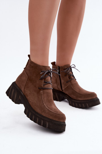 Warmes Kunstveloursleder-Ankle Boots Zazoo 60594 braun 2